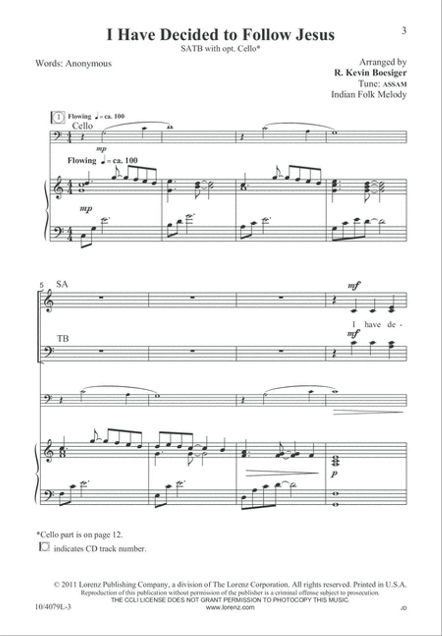 I Have Decided to Follow Jesus 4-Part scores gallery preview page 3
