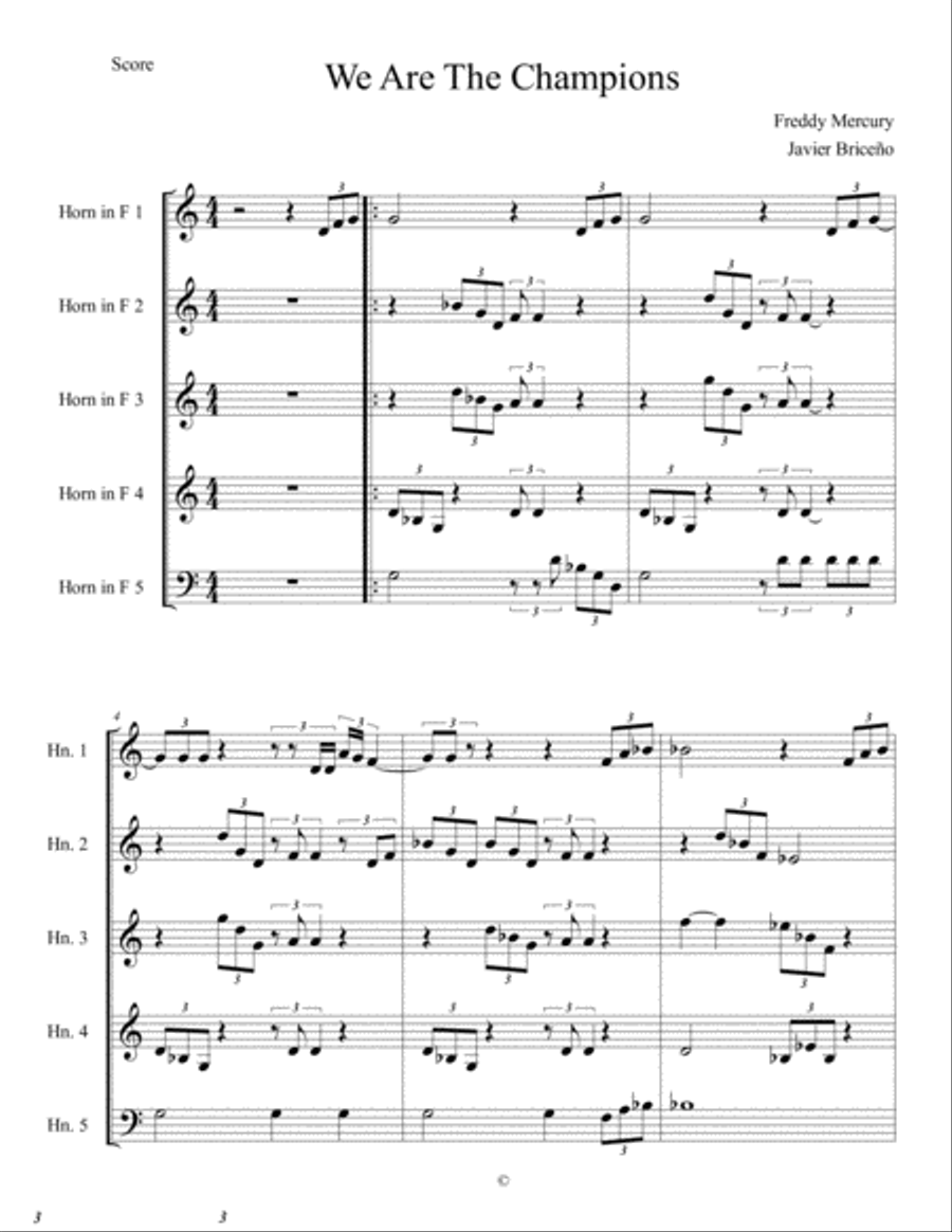 We Are The Champions We Are The Champions Small Ensemble scores gallery preview page 1