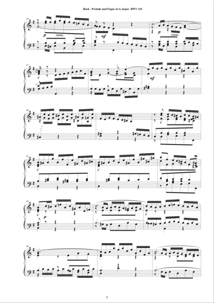 Bach - Prelude and Fugue in G major BWV 541 for Piano Piano Solo scores gallery preview page 3
