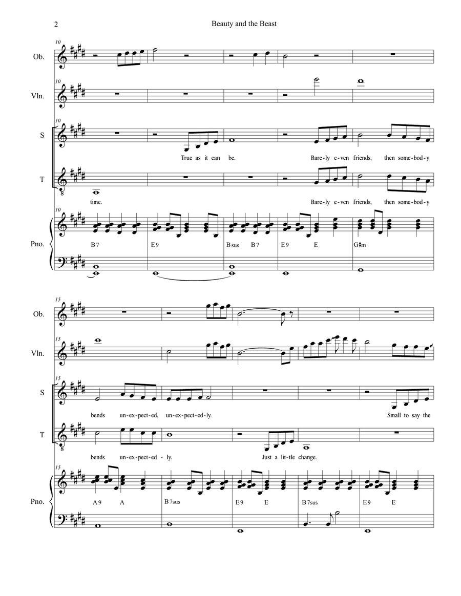 Beauty And The Beast Tenor Voice scores gallery preview page 2
