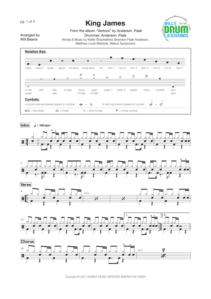 King James Drum Set scores gallery preview page 1