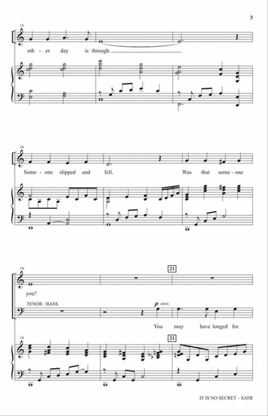 It Is No Secret (What God Can Do) 4-Part scores gallery preview page 4