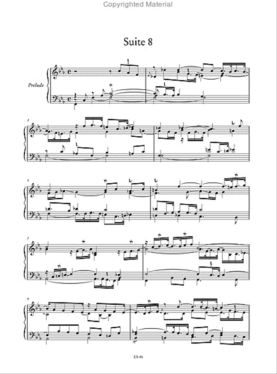 8 Suites for Keyboard (1720) HWV 426-433 ‘mises dans une autre applicature pour la facilité de la main’ by Gottlieb Muffat (1736) Harpsichord scores gallery preview page 9