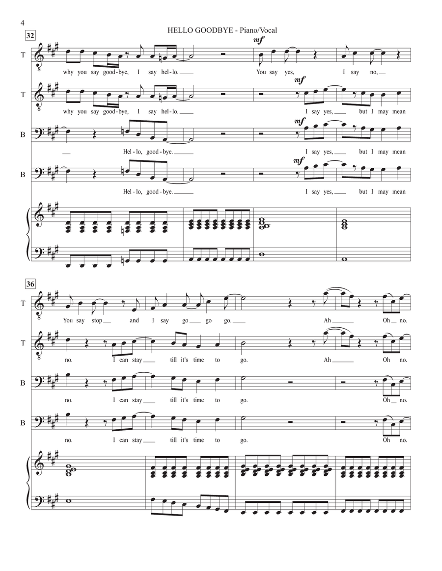 Hello, Goodbye TTBB scores gallery preview page 4