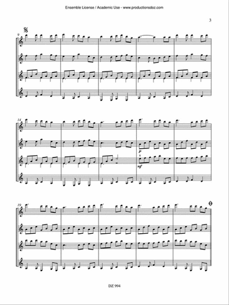 Musique facile pour 4 guitares - Grèce (Chanson grecque) Guitar Ensemble scores gallery preview page 3