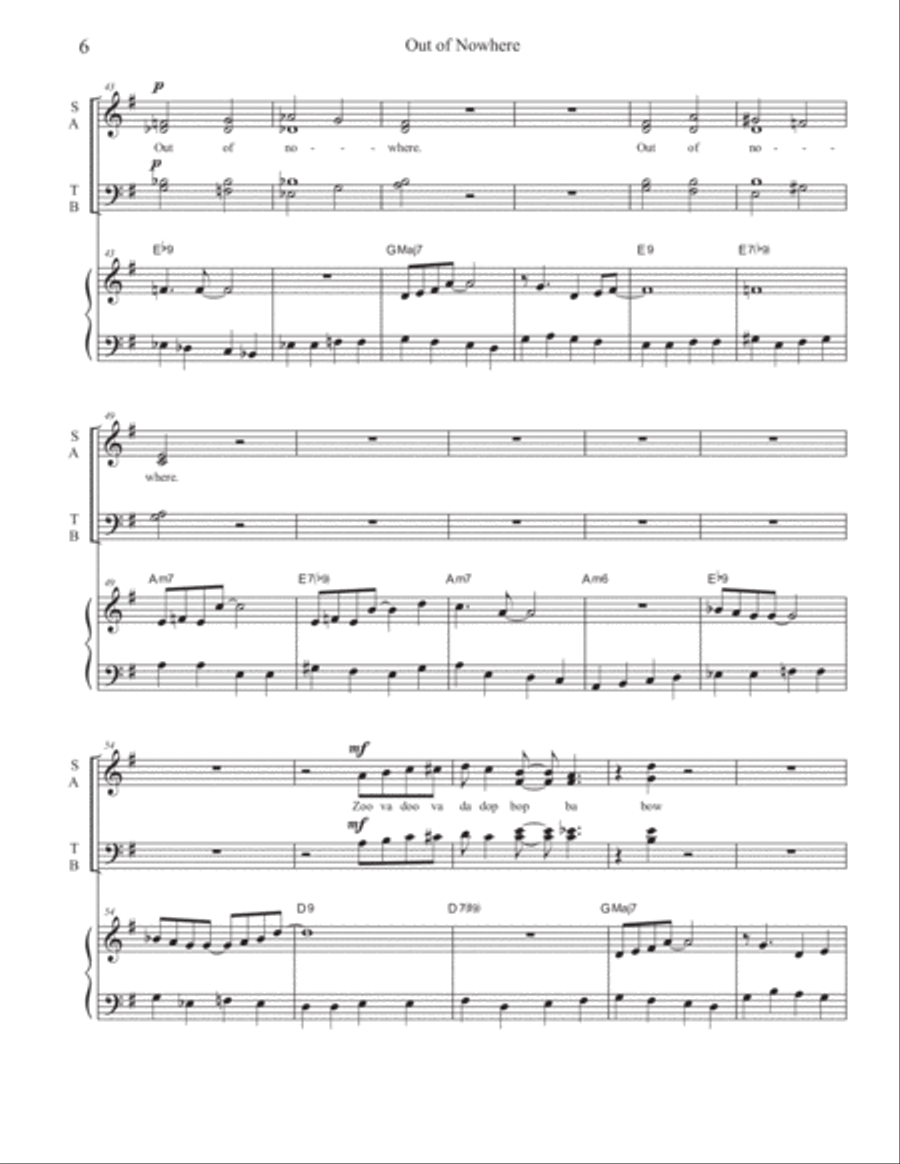 Out Of Nowhere 4-Part scores gallery preview page 6
