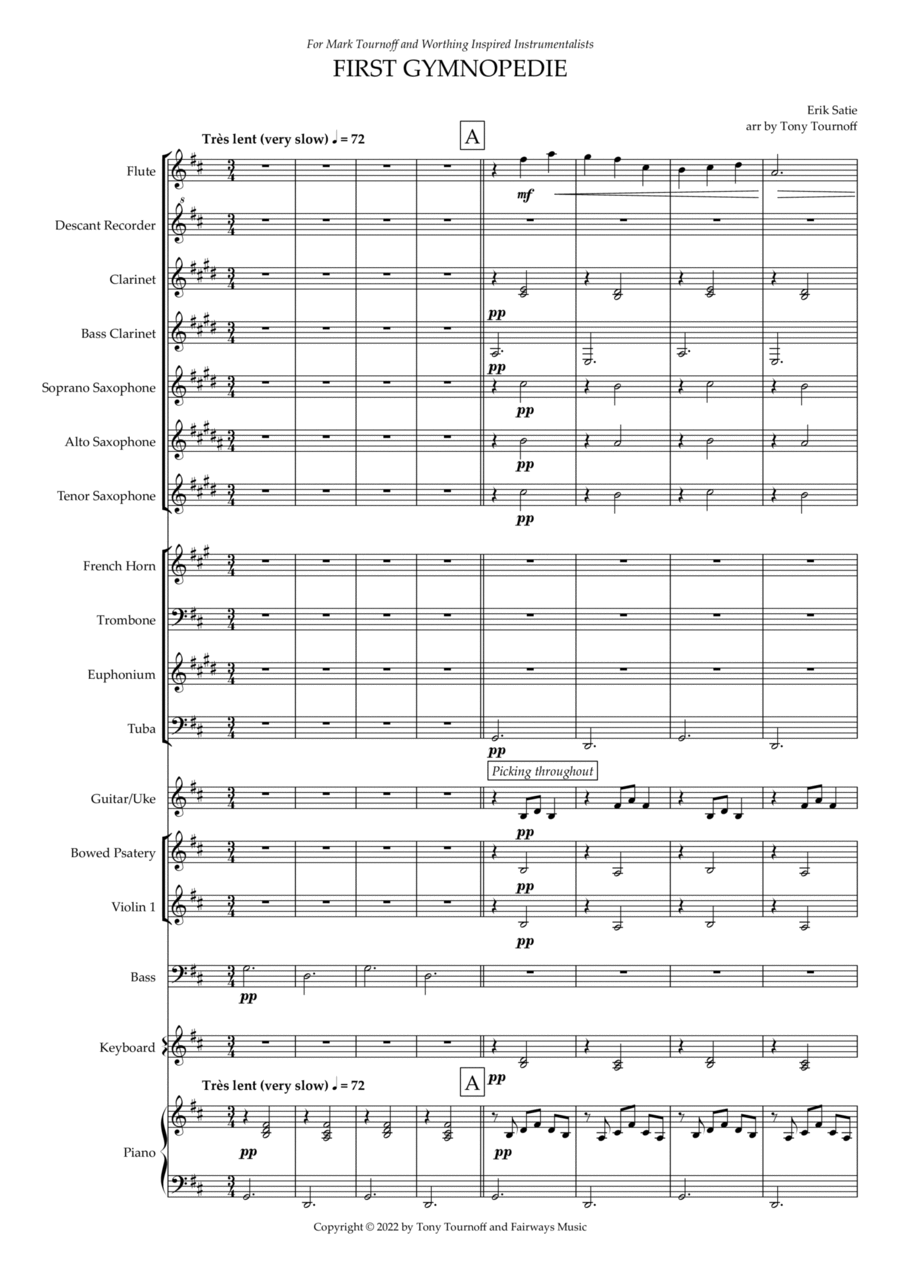 First Gymnopedie (Mixed Ensemble) Concert Band scores gallery preview page 1