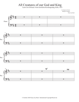 Piano part for All Creatures of Our God in King for Brass Quintet and Piano