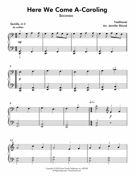 Here We Come A-Caroling (Easy Piano Duet) image number null