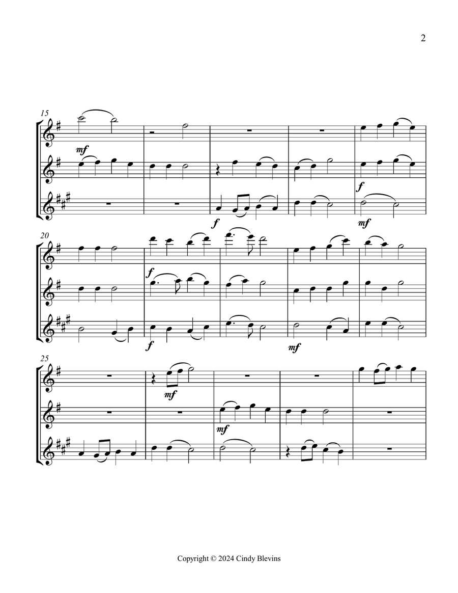 For the Beauty of the Earth, for Two Flutes and Clarinet Woodwind Trio scores gallery preview page 3