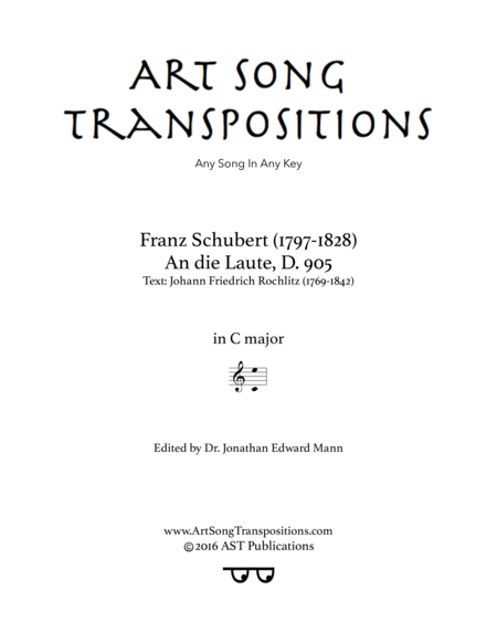 SCHUBERT: An die Laute, D. 905 (transposed to C major)