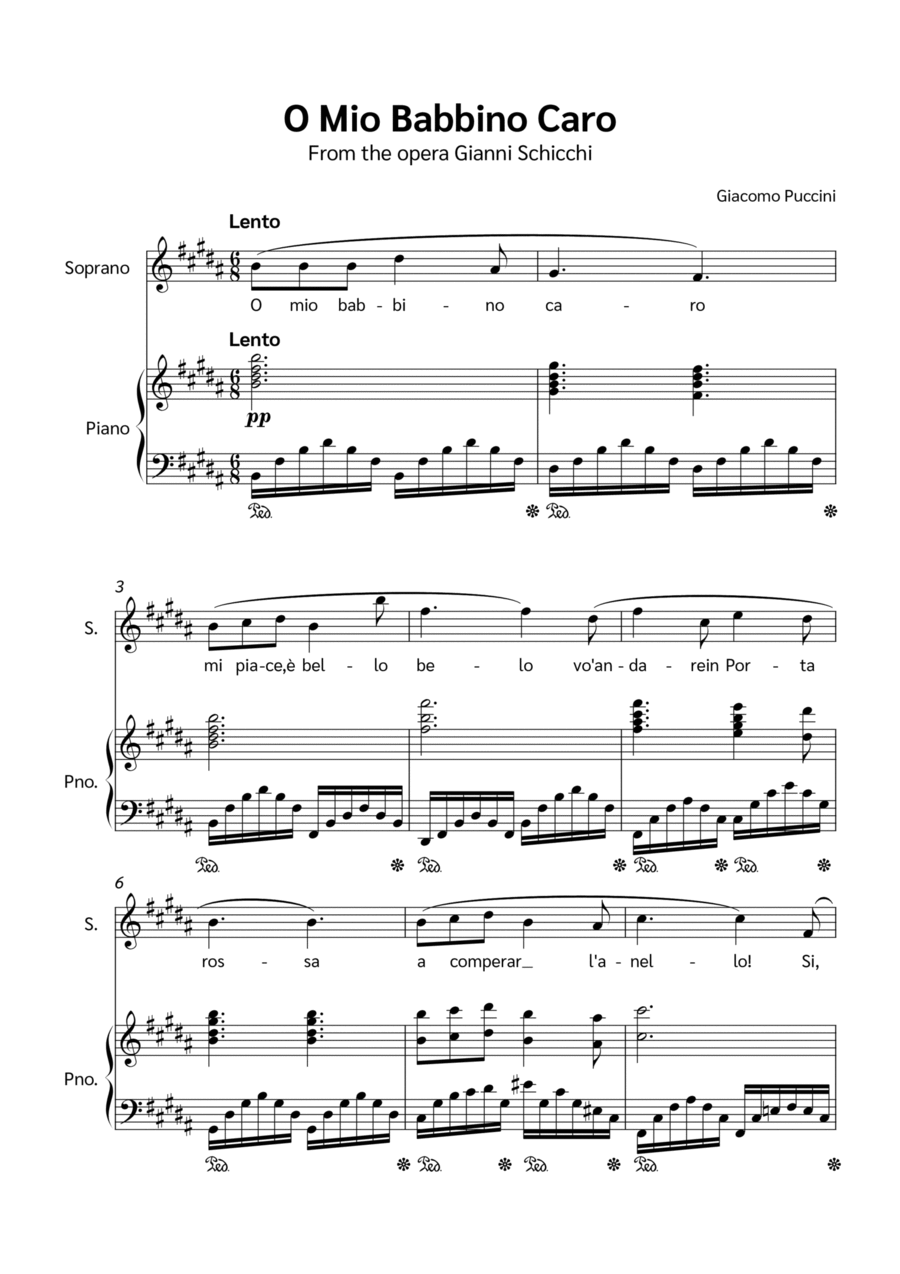 O Mio Babbino Caro Voice scores gallery preview page 1