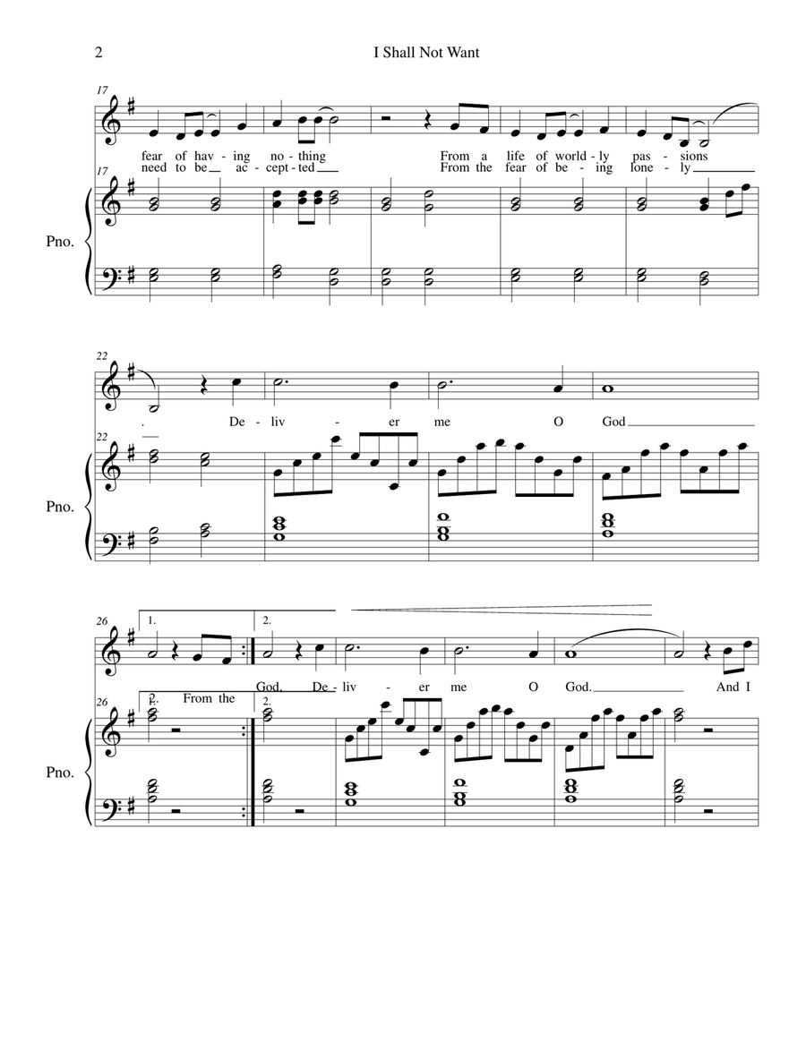 I Shall Not Want Choir scores gallery preview page 2