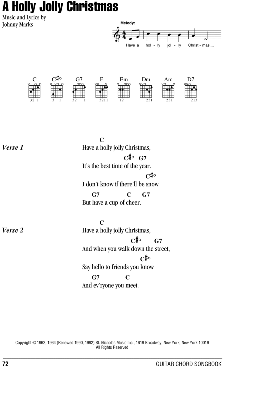 A Holly Jolly Christmas A Holly Jolly Christmas Easy Guitar scores gallery preview page 1