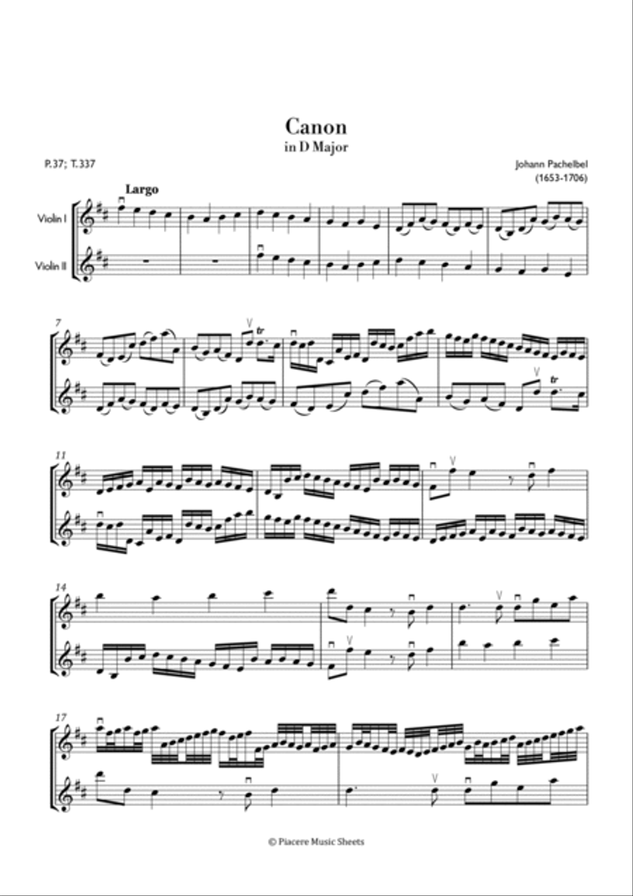 Pachelbel - Canon in D Major - Intermediate String Duet scores gallery preview page 2