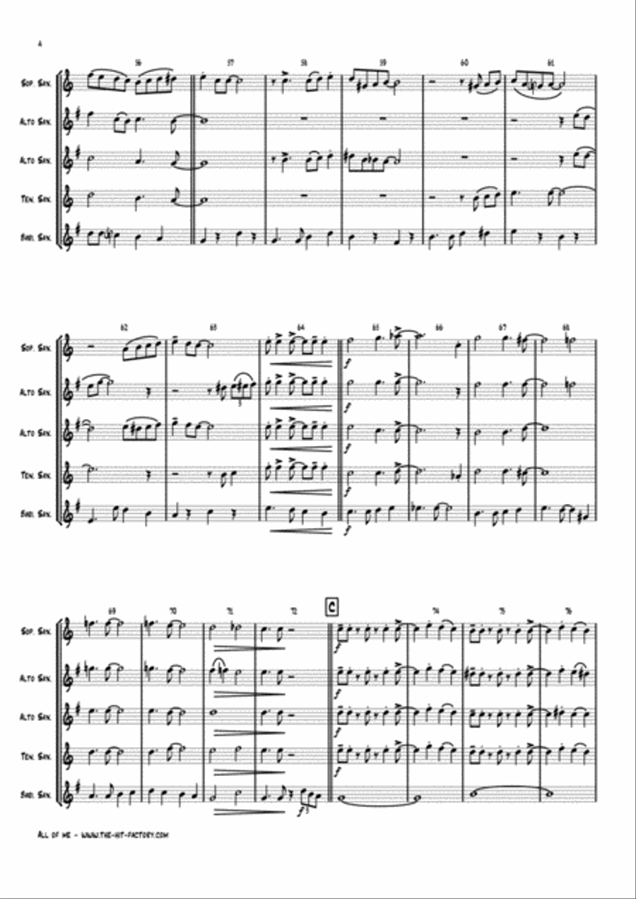 All Of Me Saxophone Quintet scores gallery preview page 4