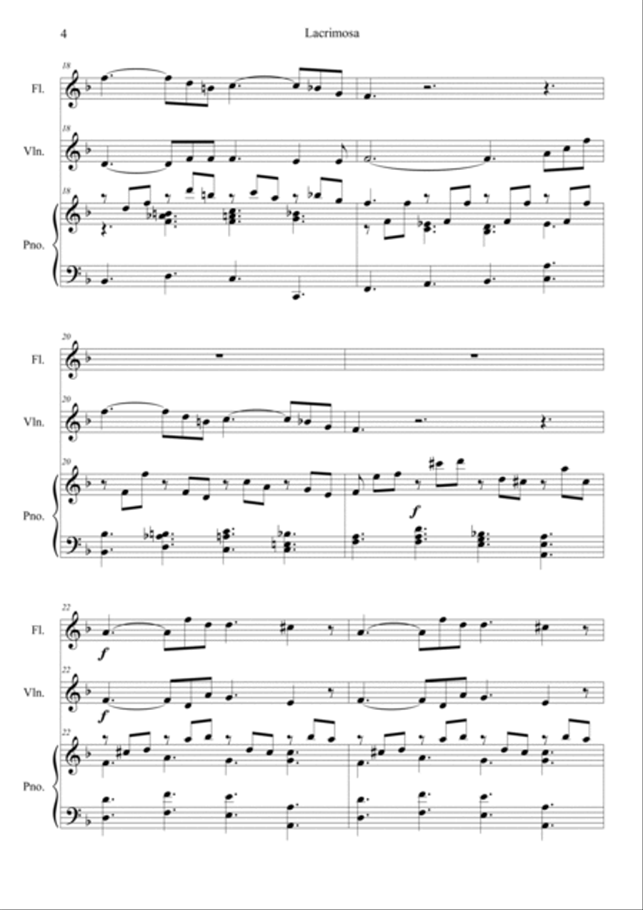 Mozart: Requiem K.626 6.Lacrimosa Violin scores gallery preview page 4