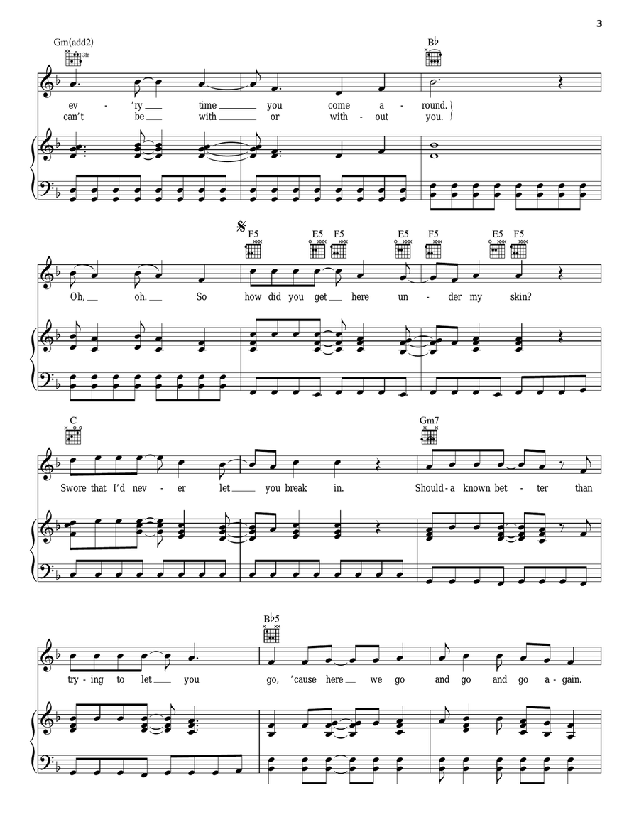 Here We Go Again Piano, Vocal, Guitar scores gallery preview page 3