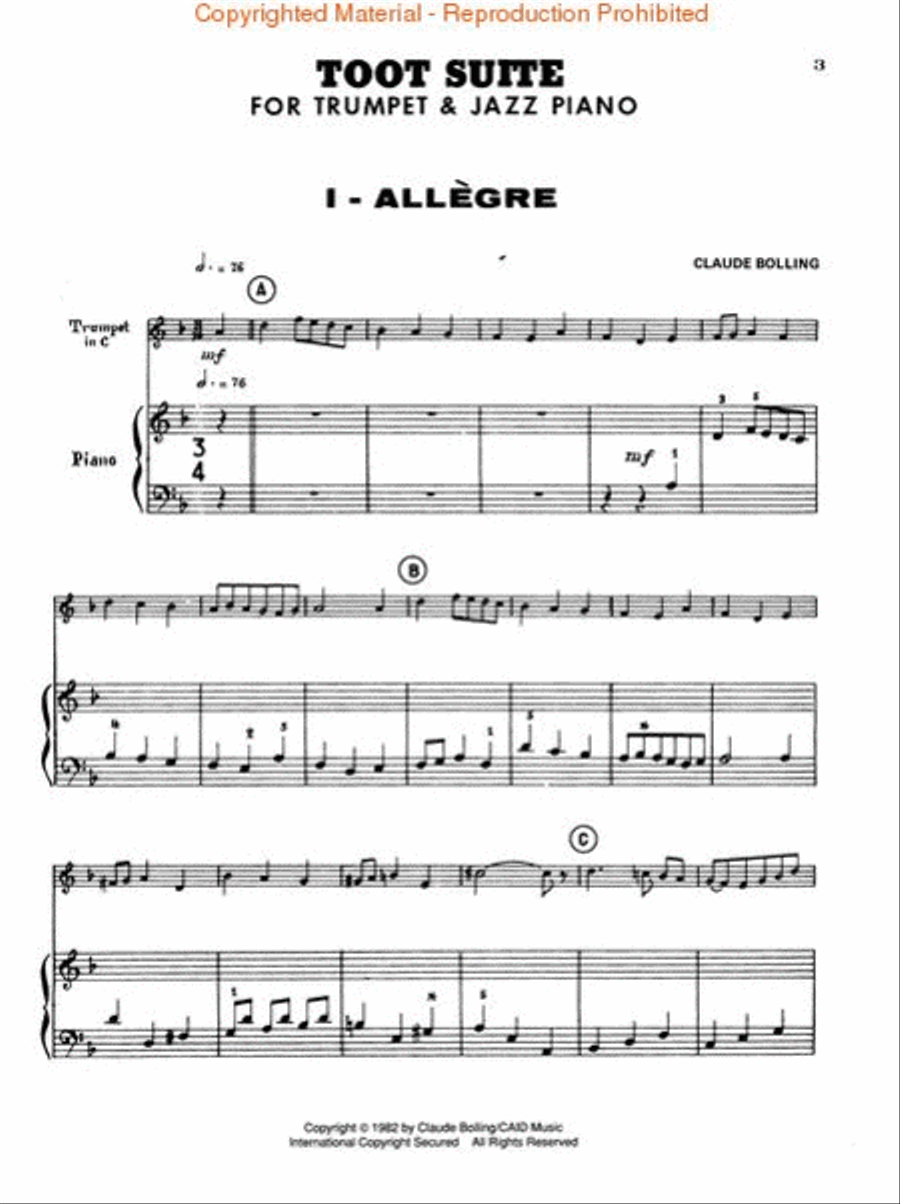 Claude Bolling – Toot Suite Trumpet Solo scores gallery preview page 2