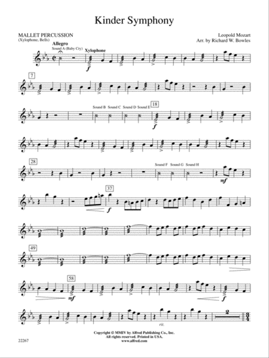 Kinder Symphony: Mallets Concert Band scores gallery preview page 1