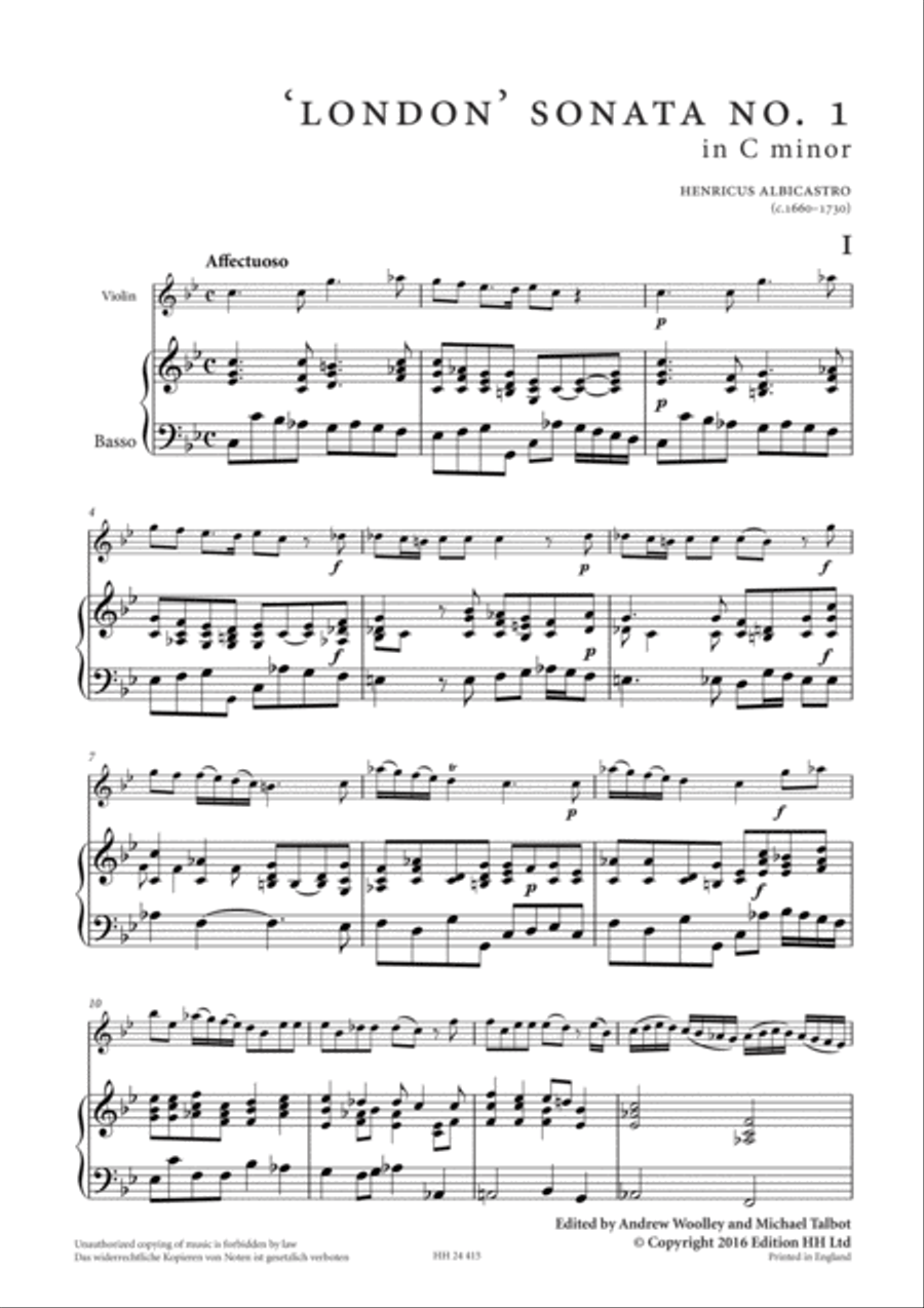 'London' Sonata No. 1 in C minor Violin scores gallery preview page 2