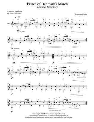 "Trumpet Voluntary (Prince of Denmark’s March)" by J. Clarke for solo fingerstyle guitar