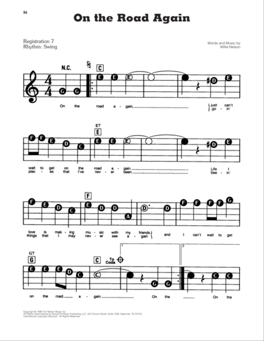 On The Road Again Electronic Keyboard scores gallery preview page 1