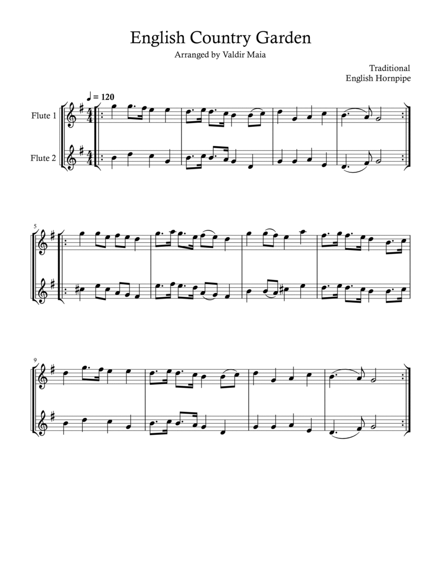 English Country Garden - Flute Duo Flute Duet scores gallery preview page 1