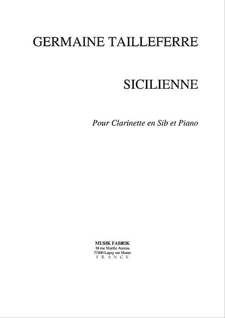 Sicilienne Sicilienne B-Flat Clarinet scores gallery preview page 1