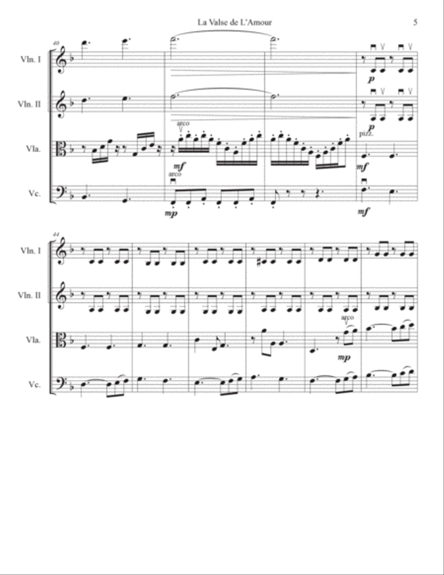 La Valse De L'amour String Quartet scores gallery preview page 5