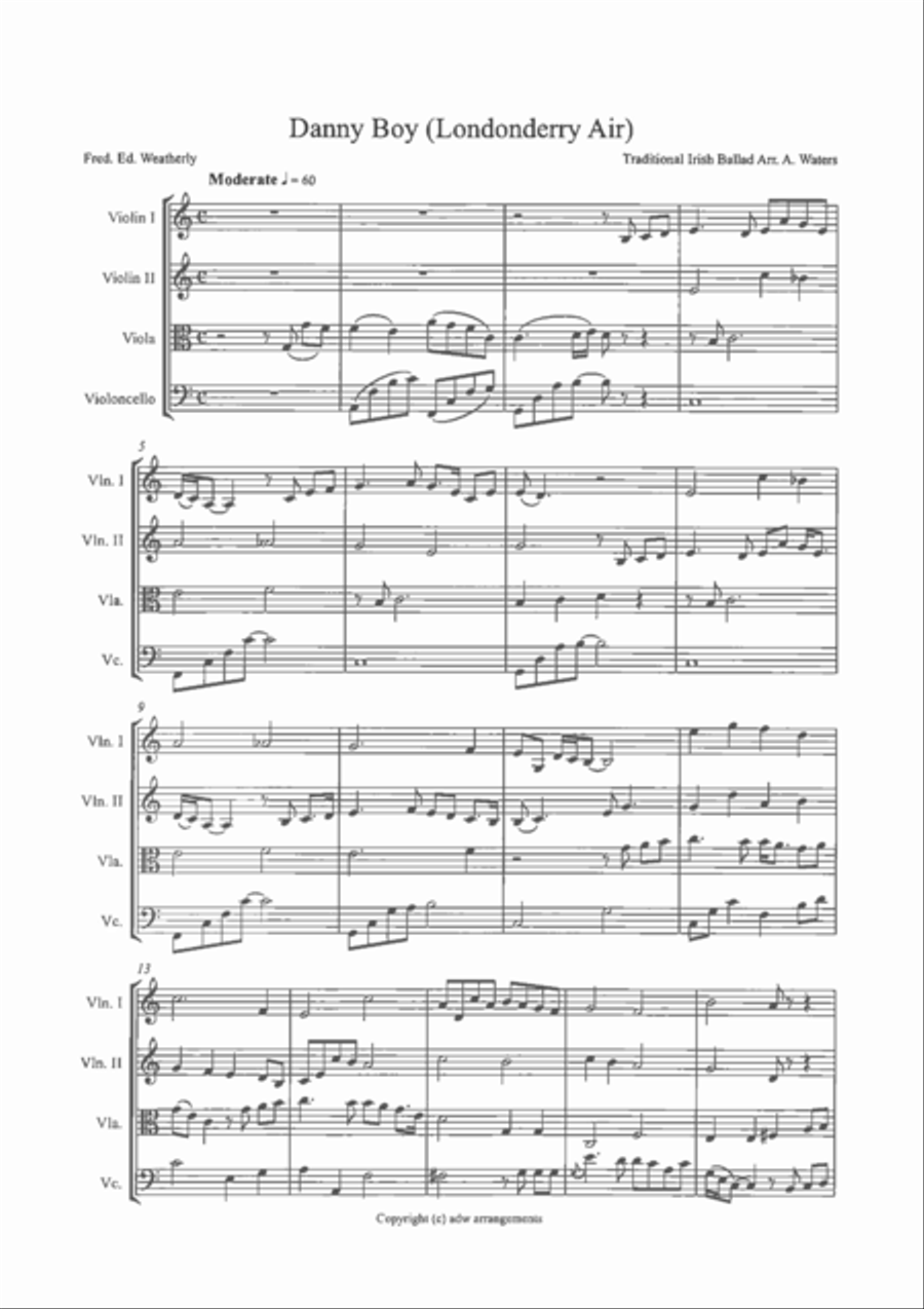 Danny Boy (Londonderry Air) String Quartet scores gallery preview page 2