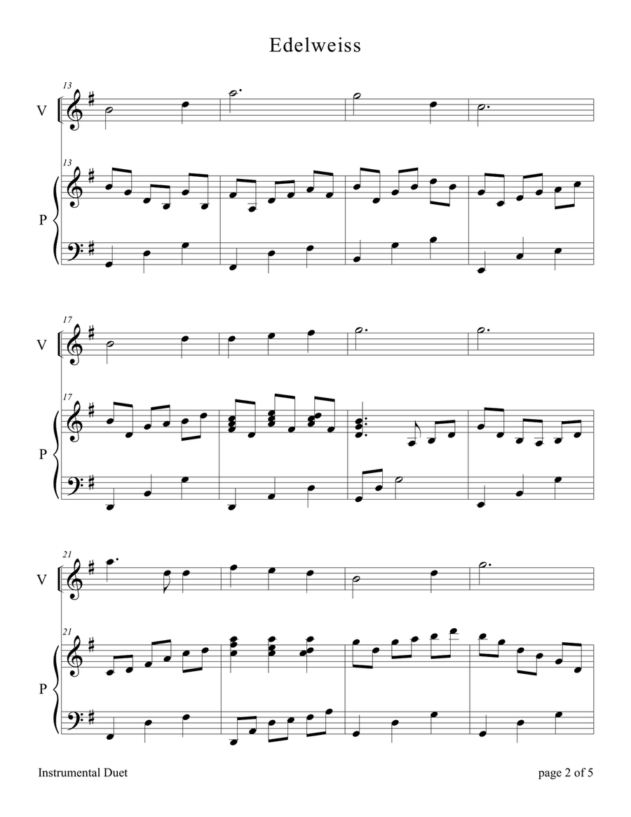Edelweiss Violin Solo scores gallery preview page 4