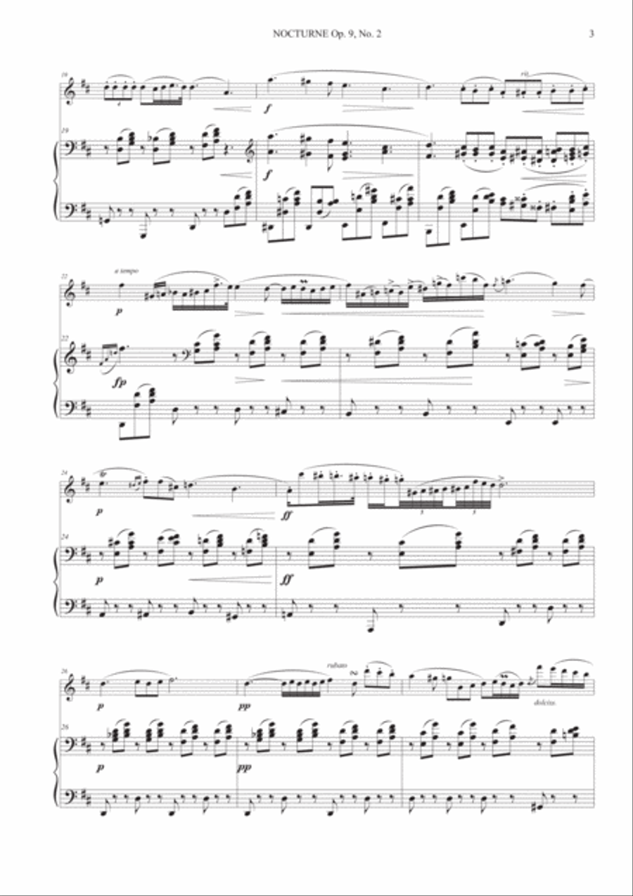 Nocturne Op. 9, No. 2 for Violin and Piano Violin Solo scores gallery preview page 3