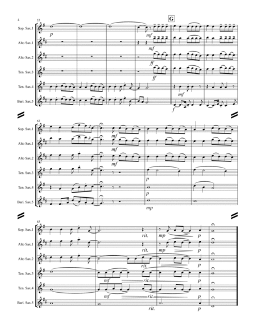 Here I Am To Worship Saxophone Quintet scores gallery preview page 5