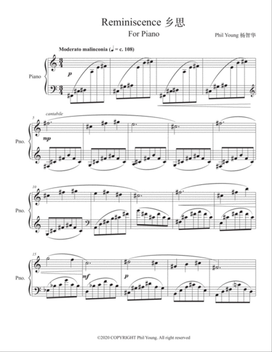 Reminiscence Piano Solo scores gallery preview page 1
