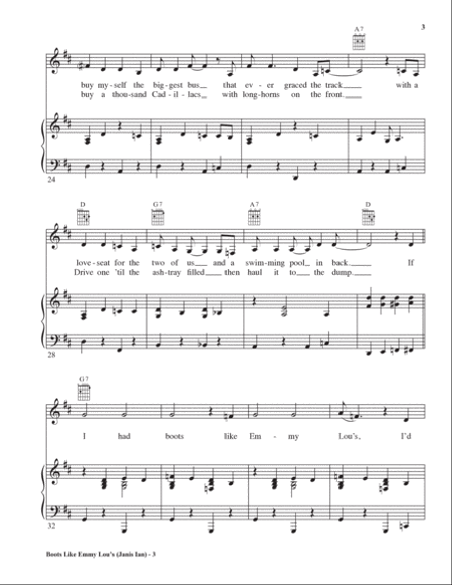 Boots Like Emmy Lou's Piano, Vocal, Guitar scores gallery preview page 3