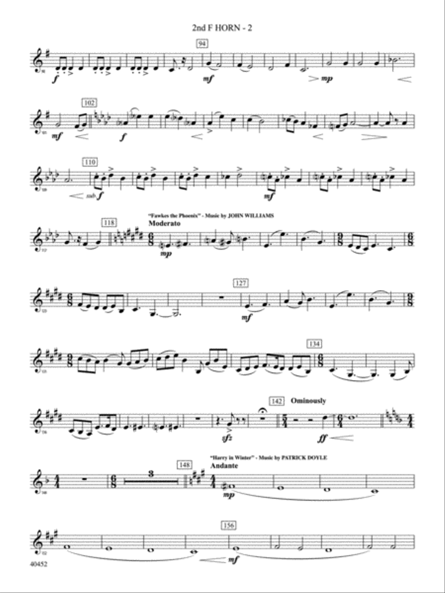 The Complete Harry Potter: 2nd F Horn Full Orchestra scores gallery preview page 2