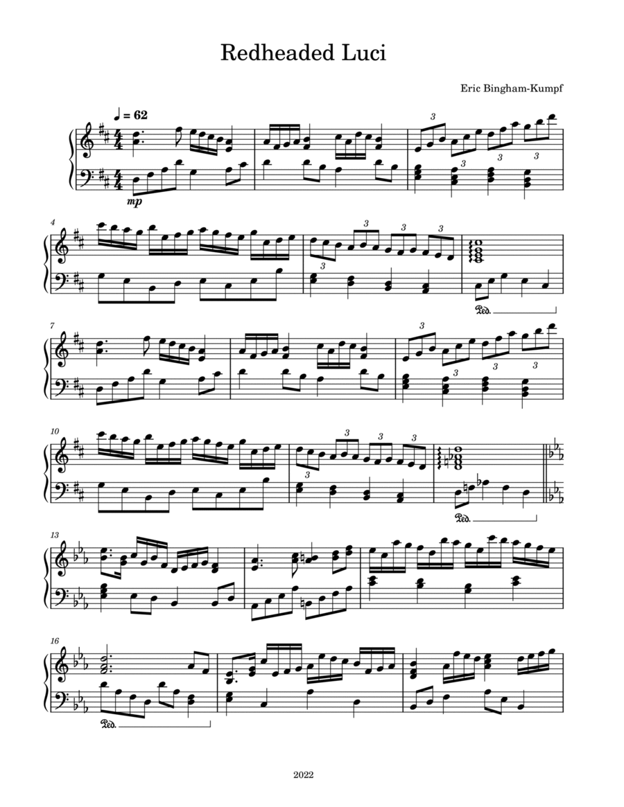 Redheaded Luci Piano Solo scores gallery preview page 1