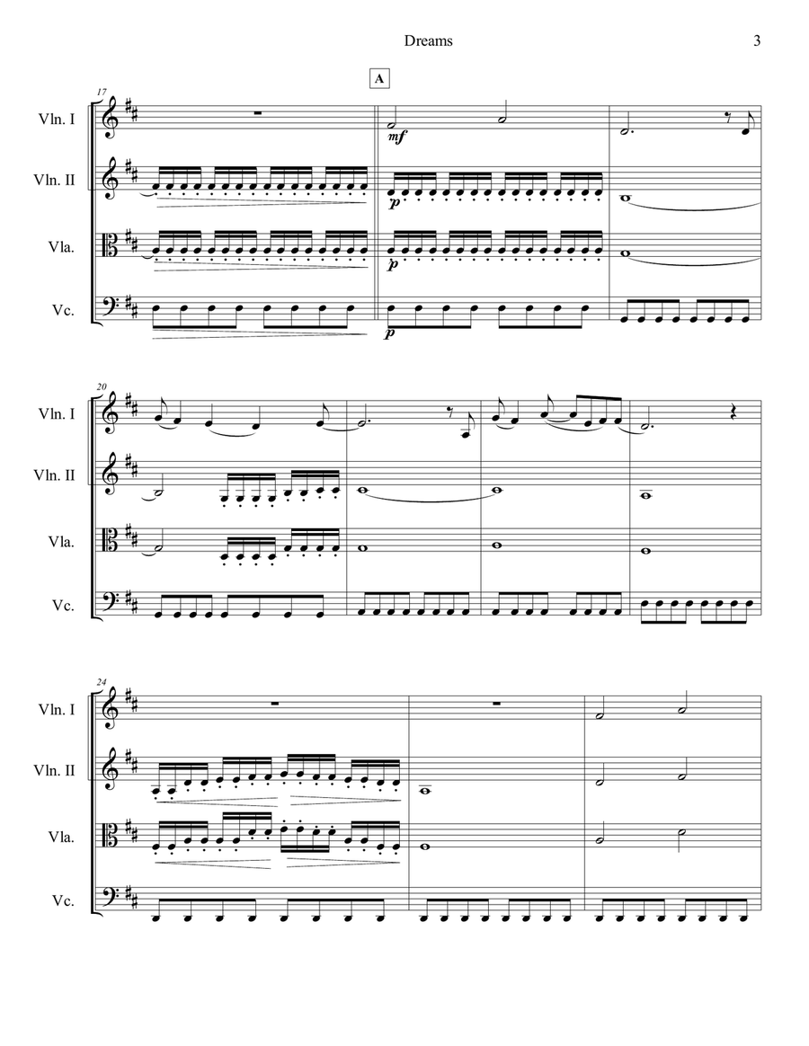 Dreams Dreams String Quartet scores gallery preview page 4