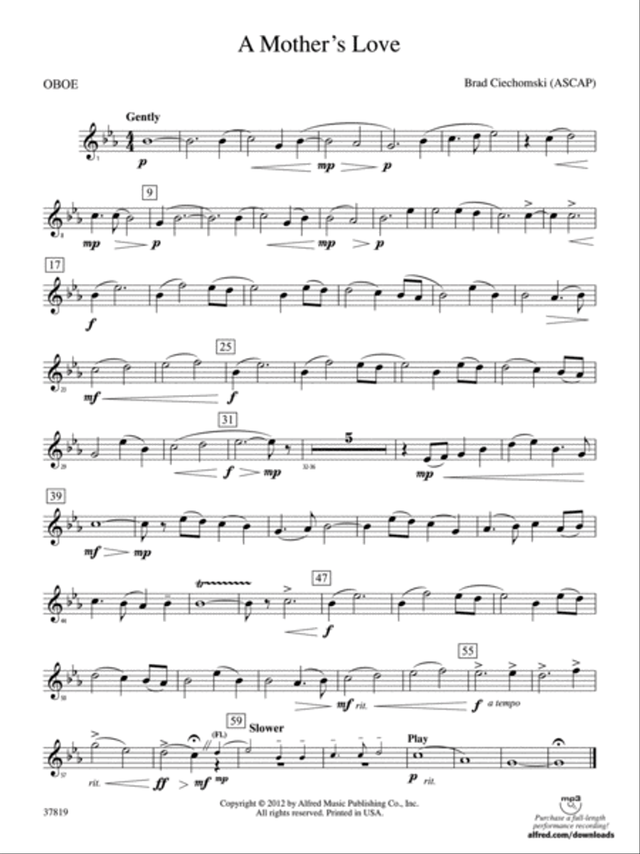 A Mother's Love: Oboe Concert Band scores gallery preview page 1