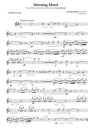 Peer Gynt Suite Op. 46 No. 1 for Saxophone Ensemble - Baritone Sax 1