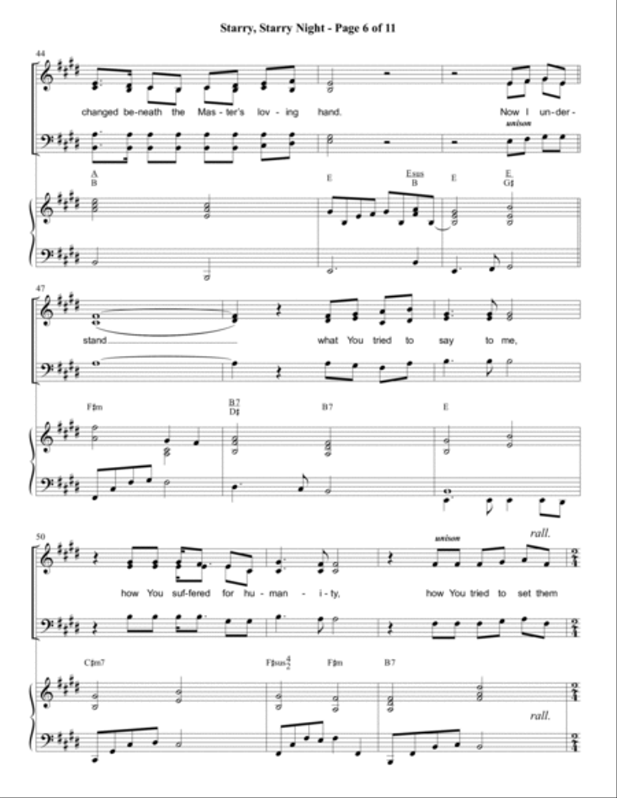 Starry, Starry Night 4-Part scores gallery preview page 6