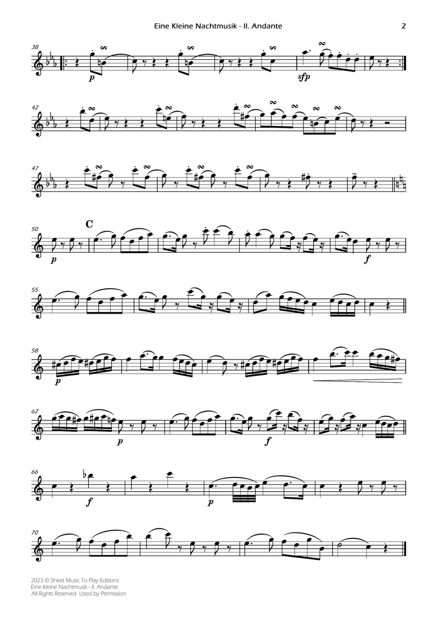 Eine Kleine Nachtmusik (2 mov.) - Flute and Piano (Individual Parts) Flute scores gallery preview page 2
