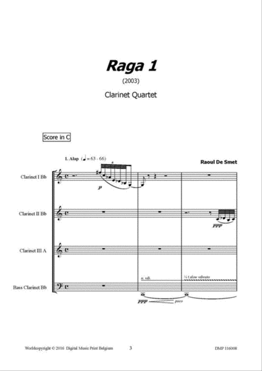 Raga 1 Clarinet Quartet scores gallery preview page 2
