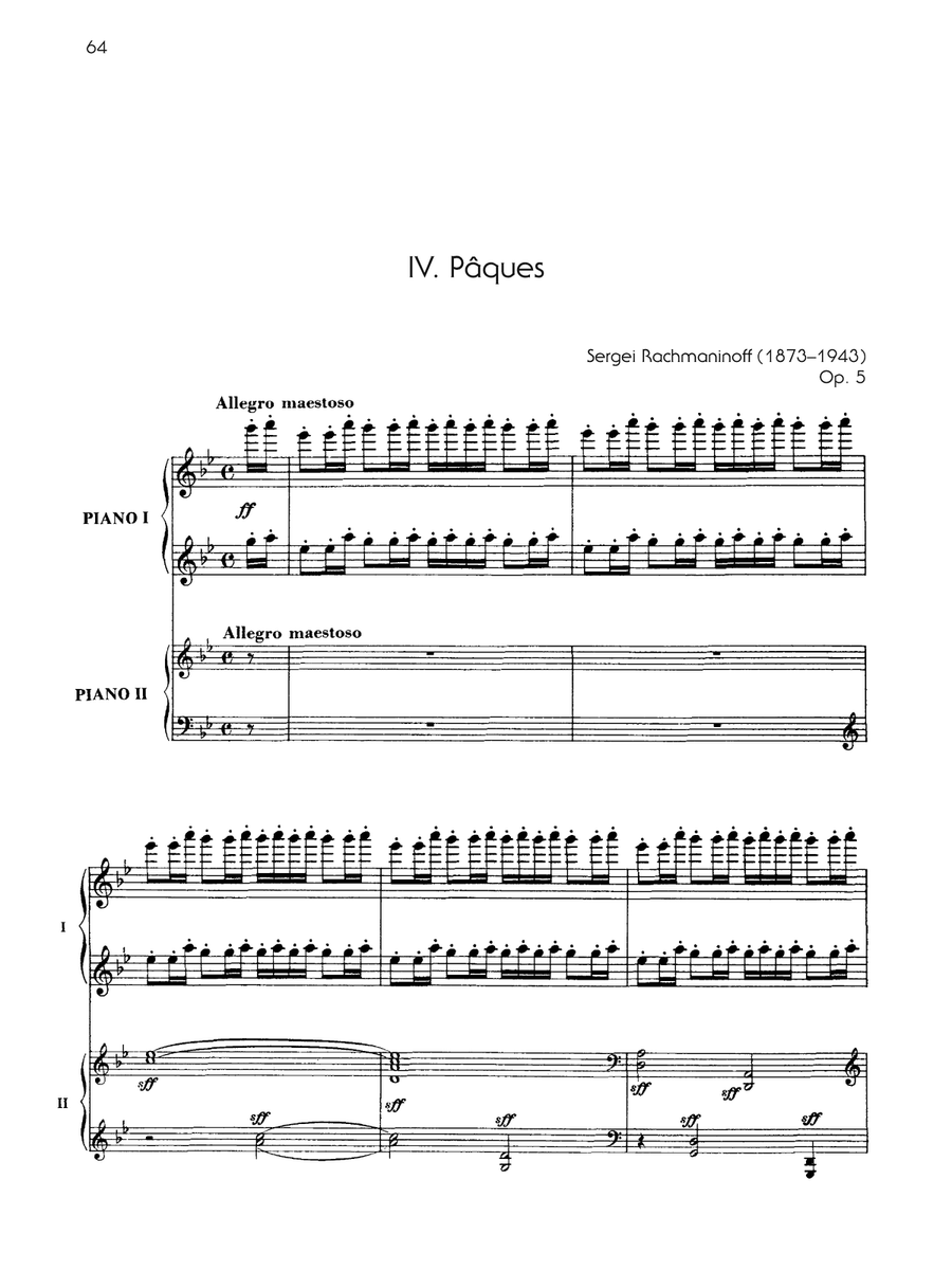 Fantaisie-tableaux (Suite No. 1), Opus 5 - IV. Pâques - Piano Duo (2 Pianos, 4 Hands) Piano Duet scores gallery preview page 1
