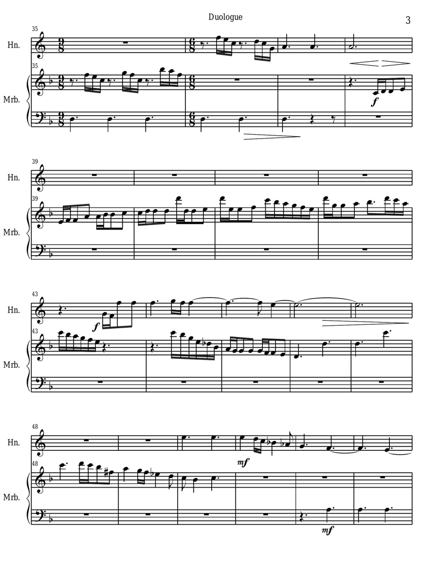 Duologue for Horn in F and Marimba Marimba scores gallery preview page 5