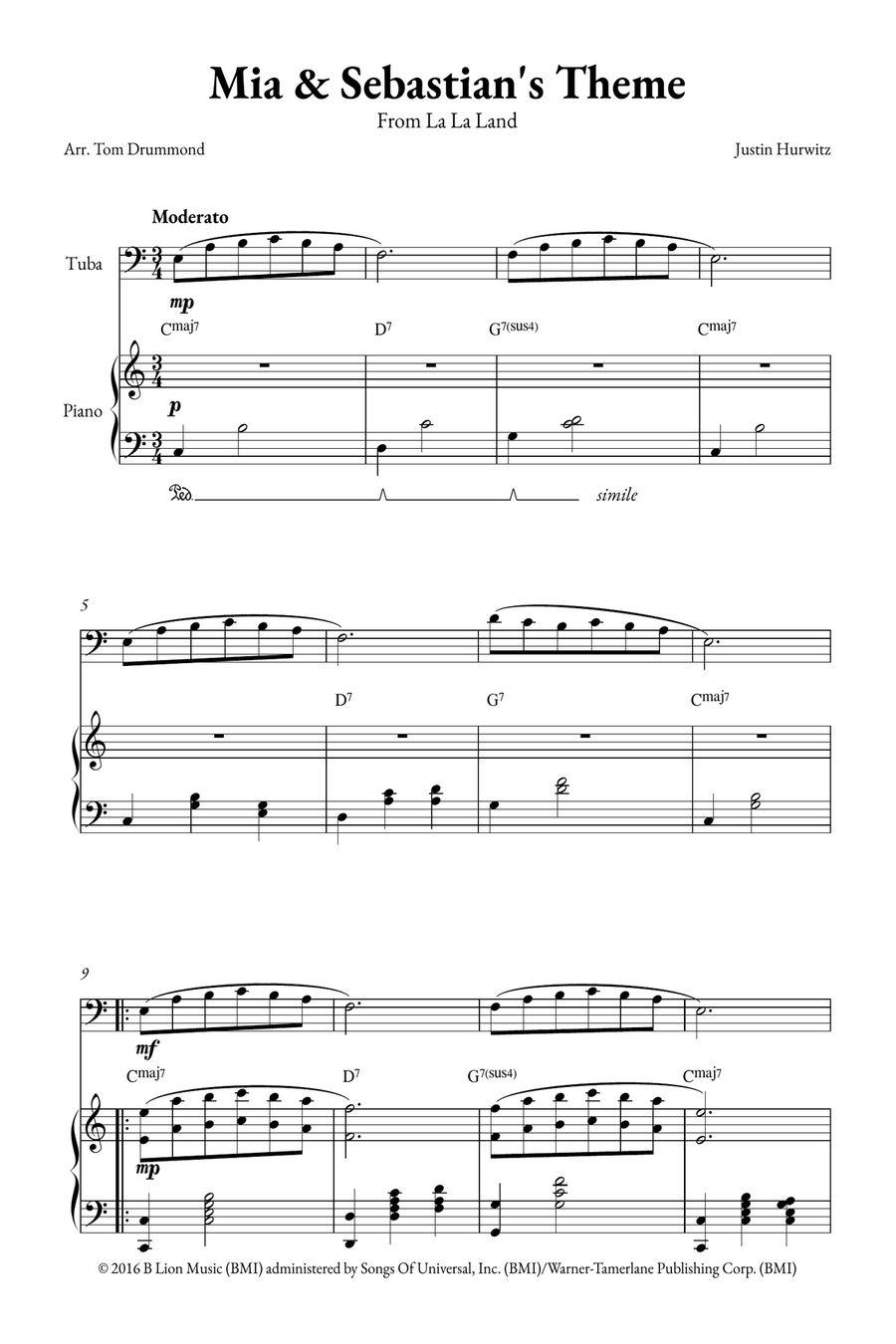 Mia & Sebastian's Theme Mia & Sebastian's Theme Easy Piano scores gallery preview page 1