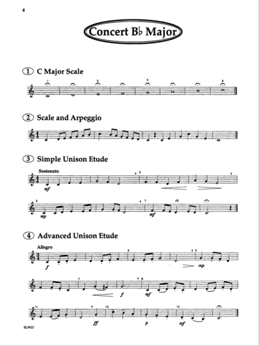 Directional Warm-Ups for Band (concert band method book - Part Book Set E: Trumpet 1, Trpt 2, Trpt 3 Concert Band scores gallery preview page 4