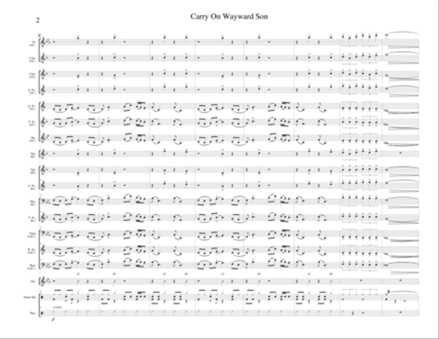 Carry On Wayward Son Small Ensemble scores gallery preview page 3