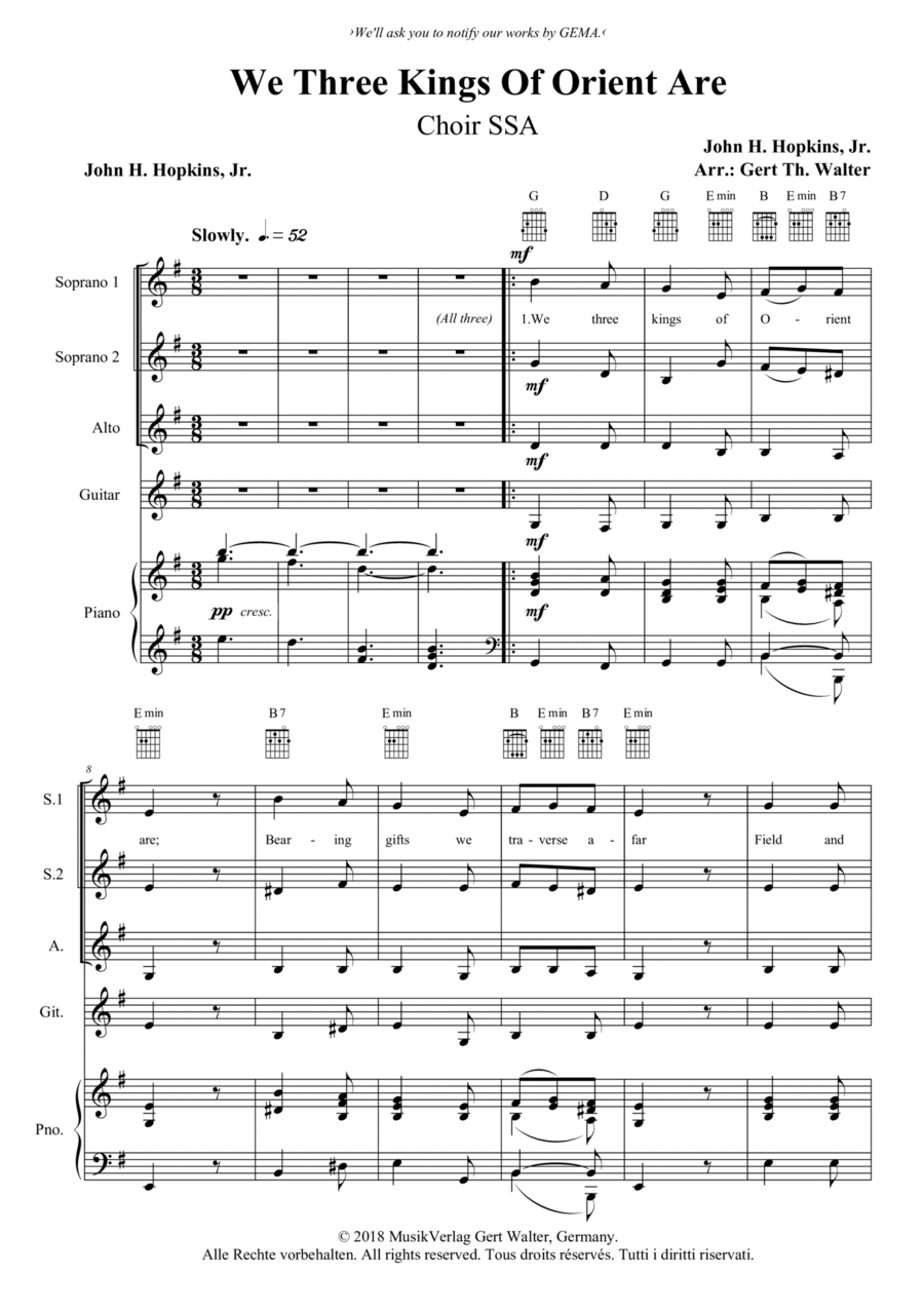 We Three Kings Of Orient Are SSA scores gallery preview page 1